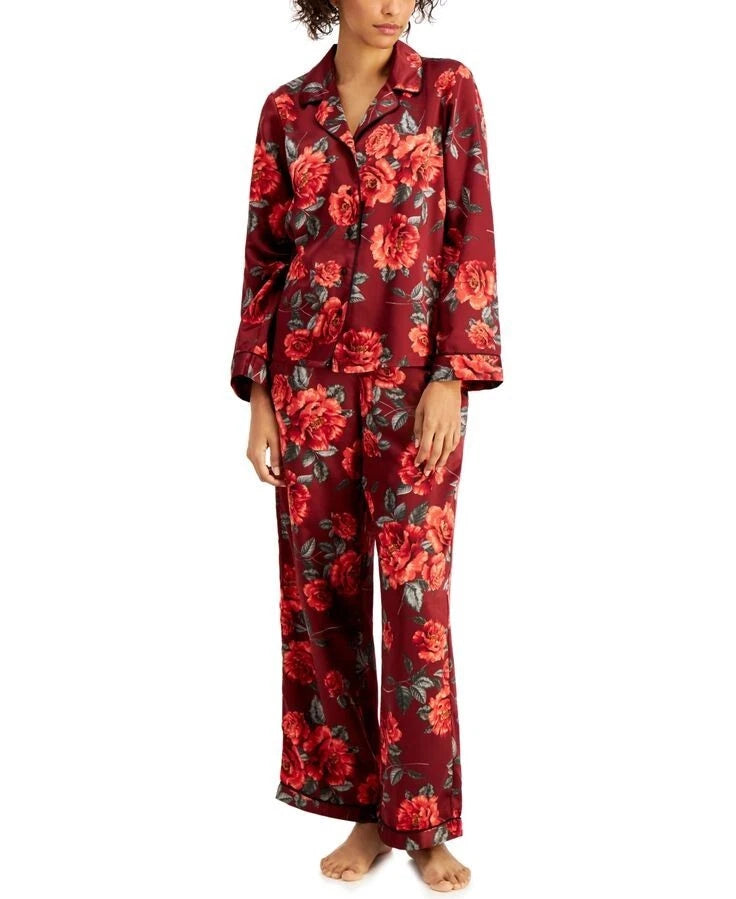 INC International Concepts Satin Pajama & Headband, Peony Bunches, (PJS3)