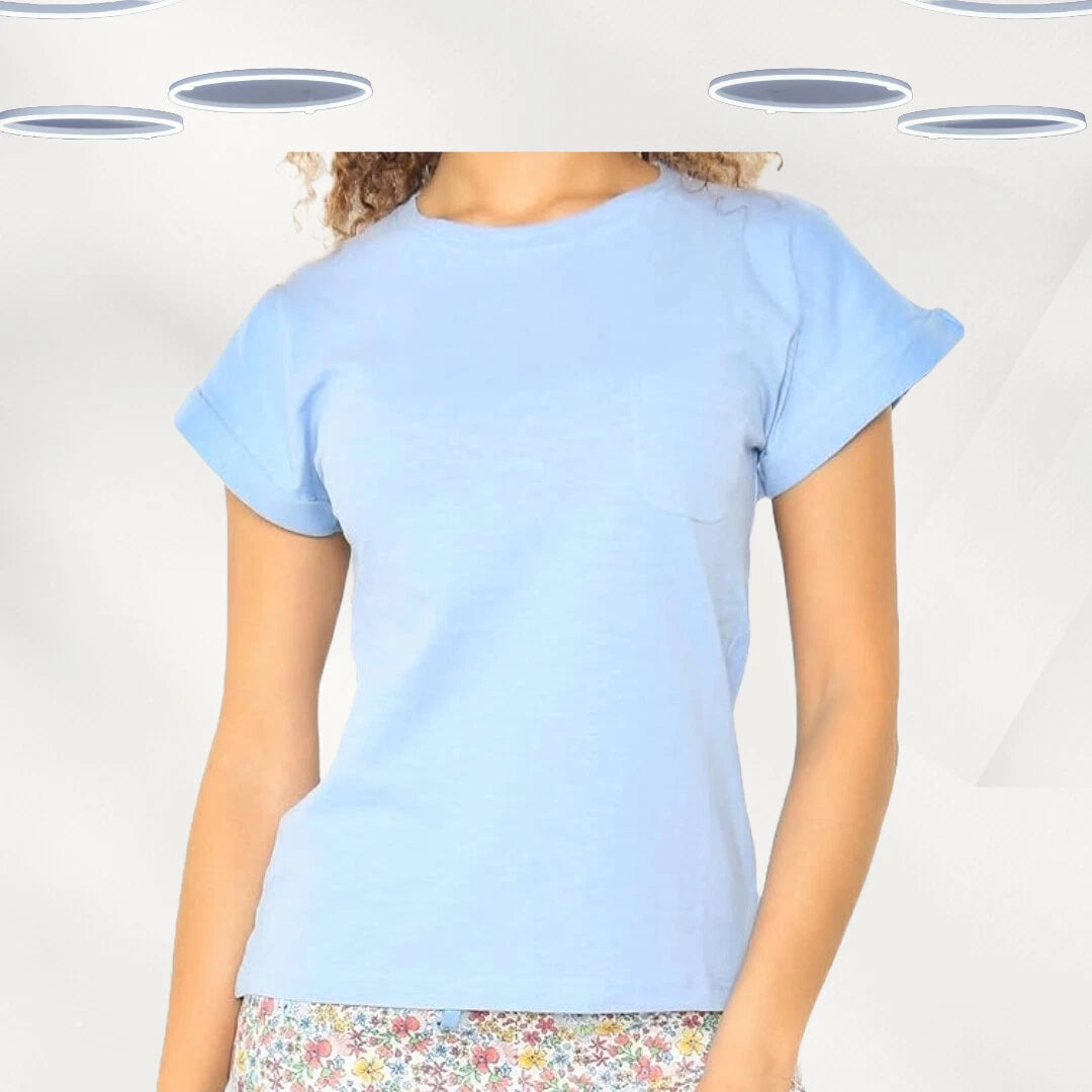 Ex M&Co Anya Madsen Women's Cotton Pyjama Set in Blue (Defect)