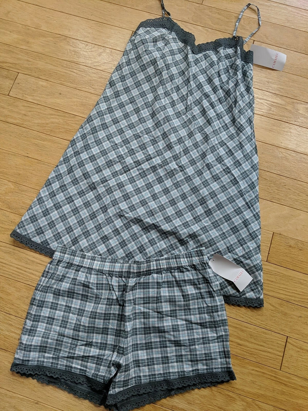 NWT New Night Wear Women 6-8 S Set Elastic Waist Shorts + Long Top Tank CAMAÏEU