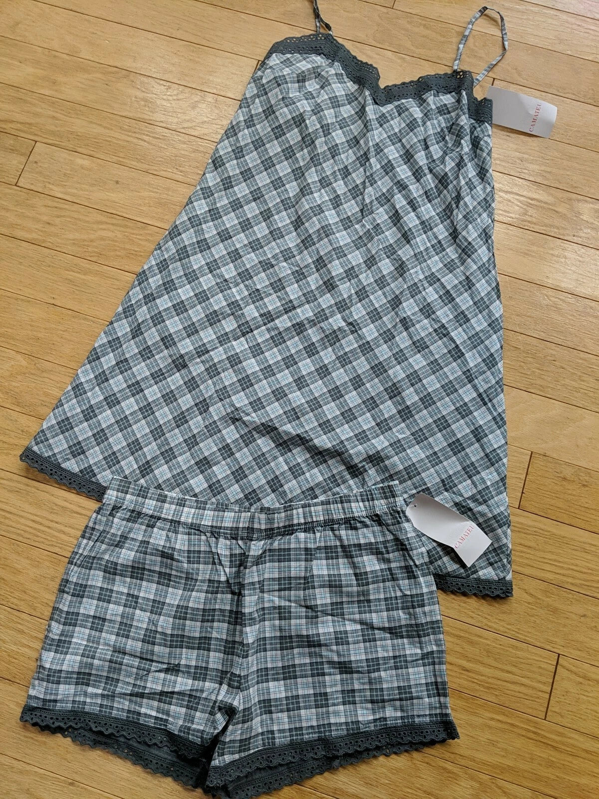 NWT New Night Wear Women 6-8 S Set Elastic Waist Shorts + Long Top Tank CAMAÏEU