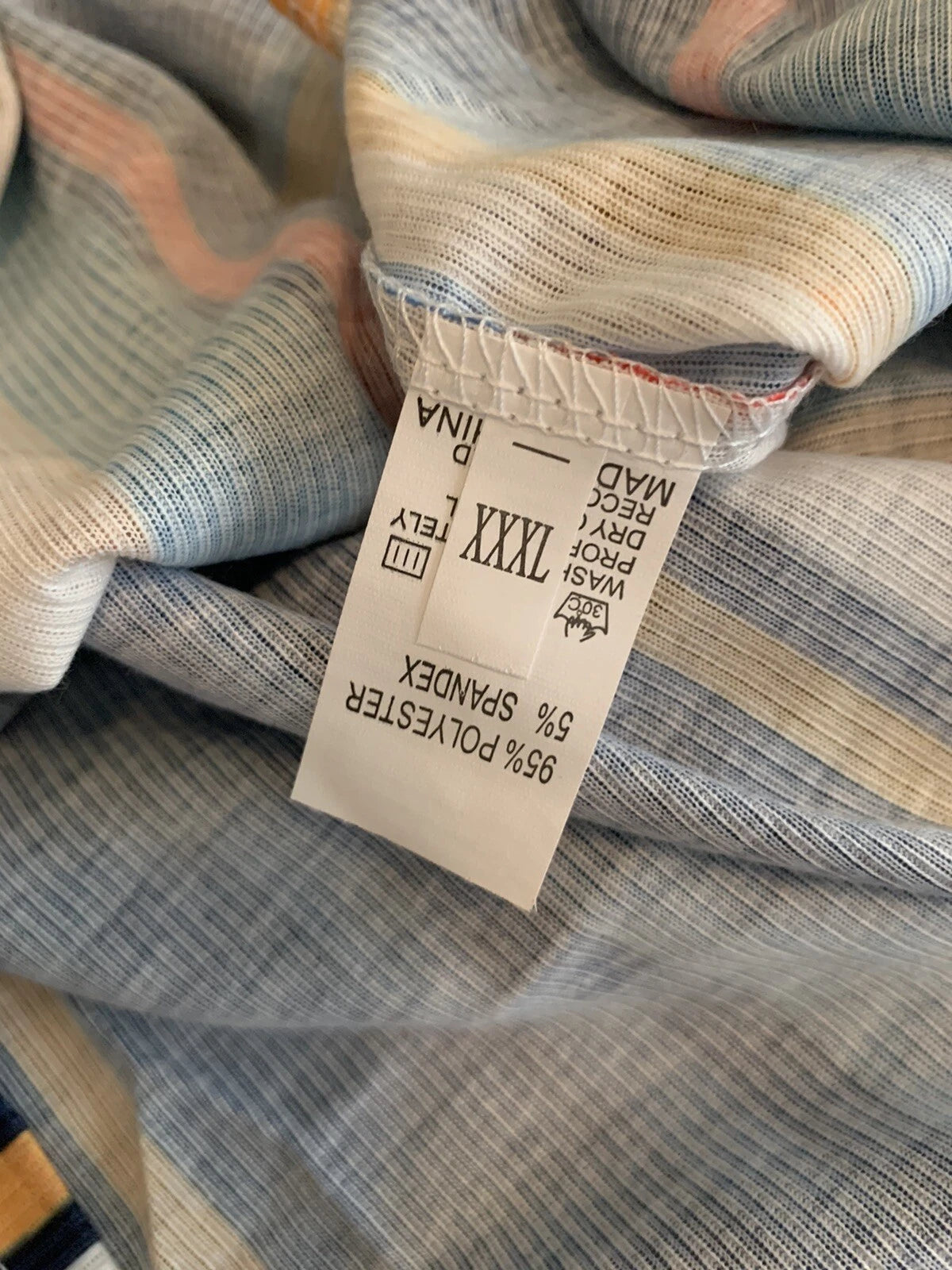 3XL Blue Multicolor Striped Summer Cool Shirt Pants Pajama Set