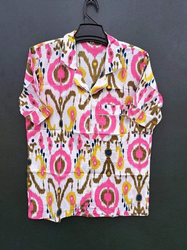 Indian 100% Cotton Woven Fabric Women's Casual Floral Print Pajama Set withShort