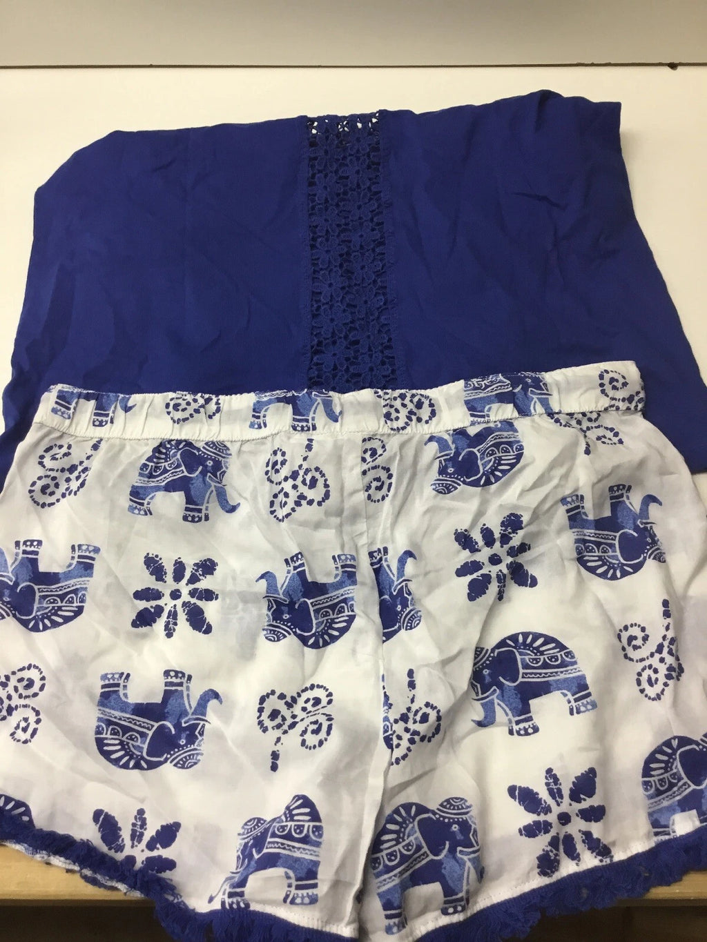 Mae Women's Sleepwear Tank and Short Pajama Set, Blue/White, X-Large. NWOT