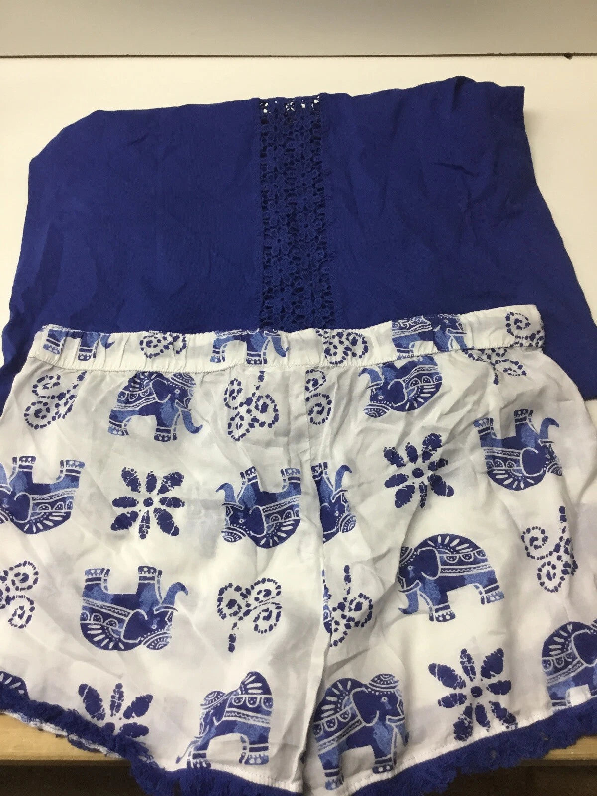 Mae Women's Sleepwear Tank and Short Pajama Set, Blue/White, X-Large. NWOT