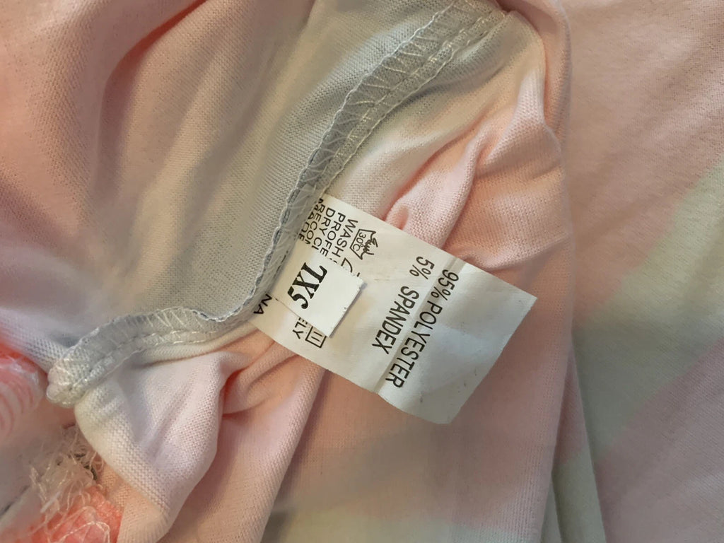 5XL Pink Multicolor Striped Summer Cool Shirt Pants Pajama Set