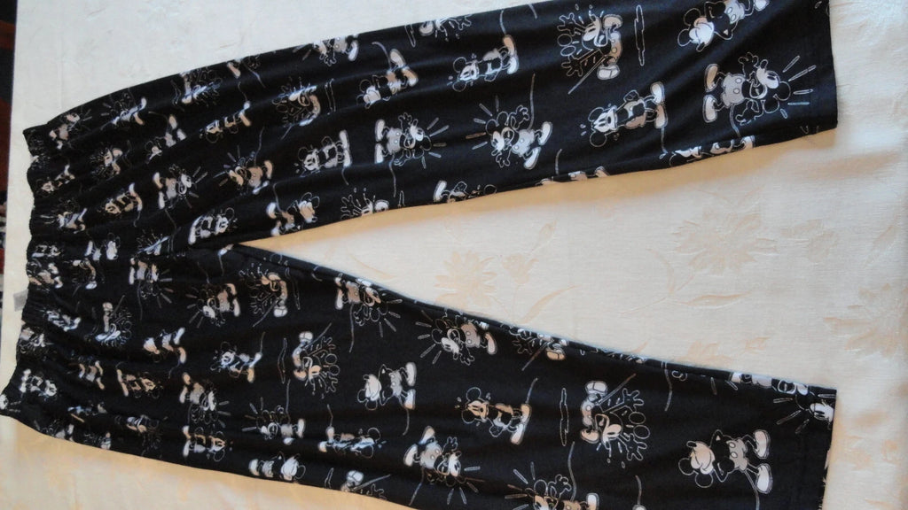 Mickey Mouse Pajama Set Woman Sz L Disney Black & White Sleepware