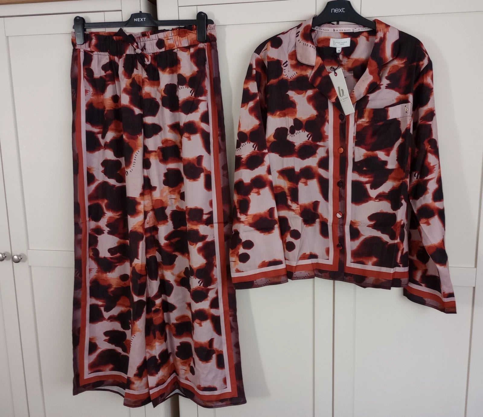 B By Ted Baker Size 12 Satin Jaquard Black Pyjamas RRP £62 BNWT