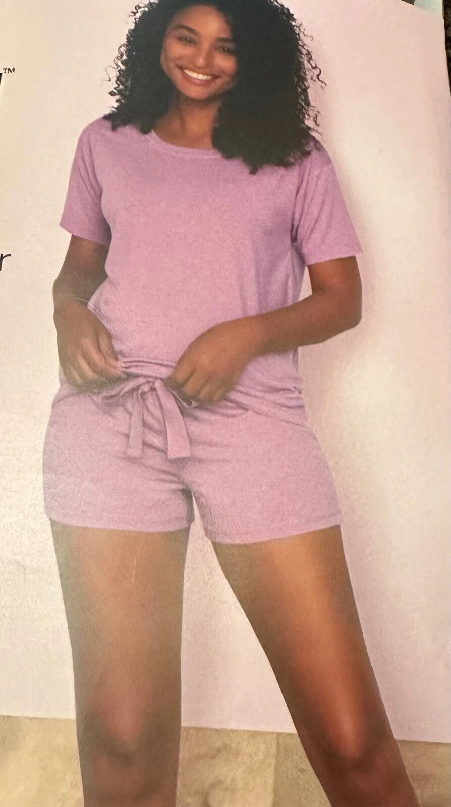 FELINA WOMENS PJ SET TEE, SHORT, AND JOG PAJAMAS LARGE PURPLE