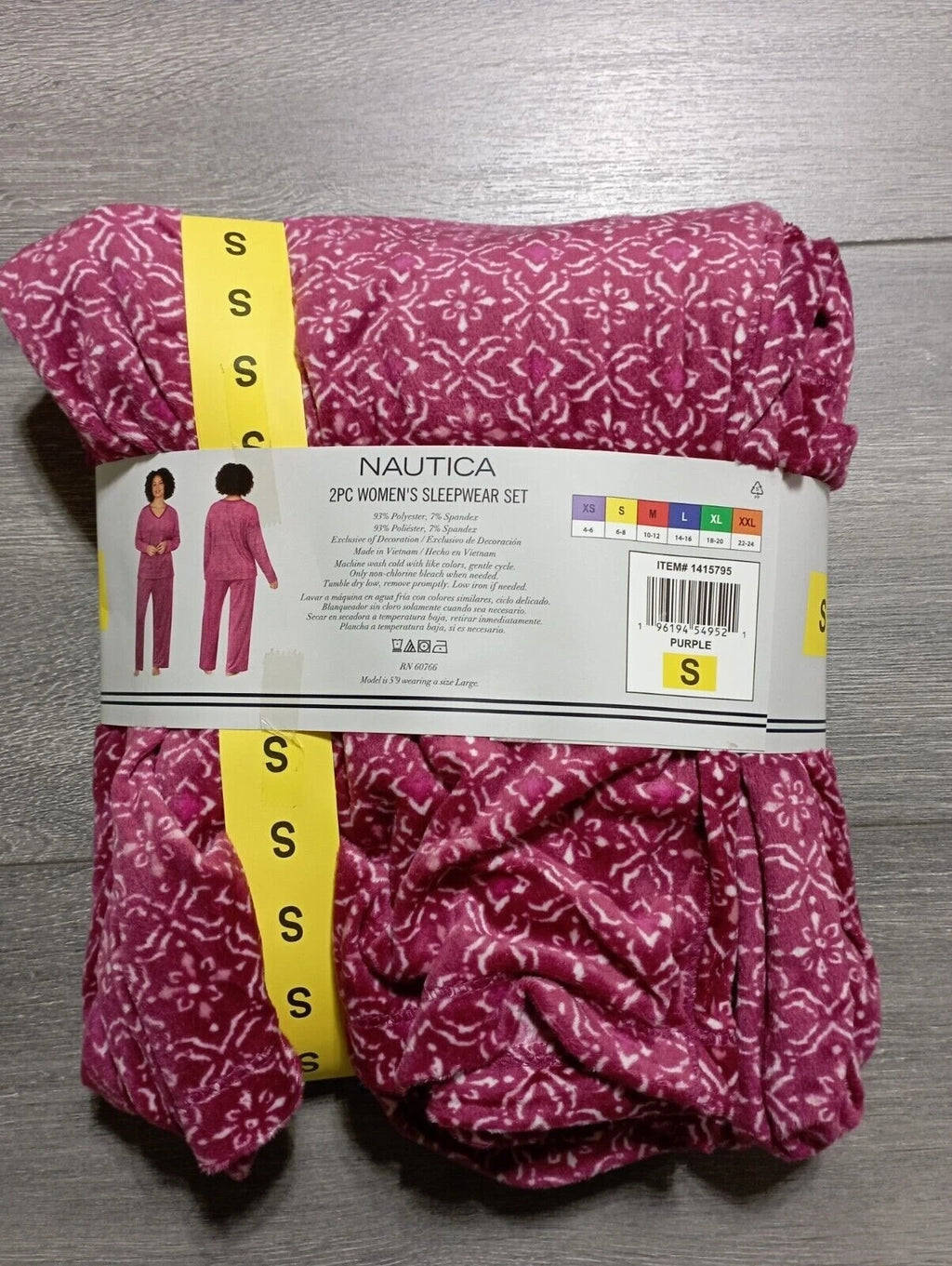 NAUTICA Pajamas Set Adult Small Purple Floral Winter Fleece Womens