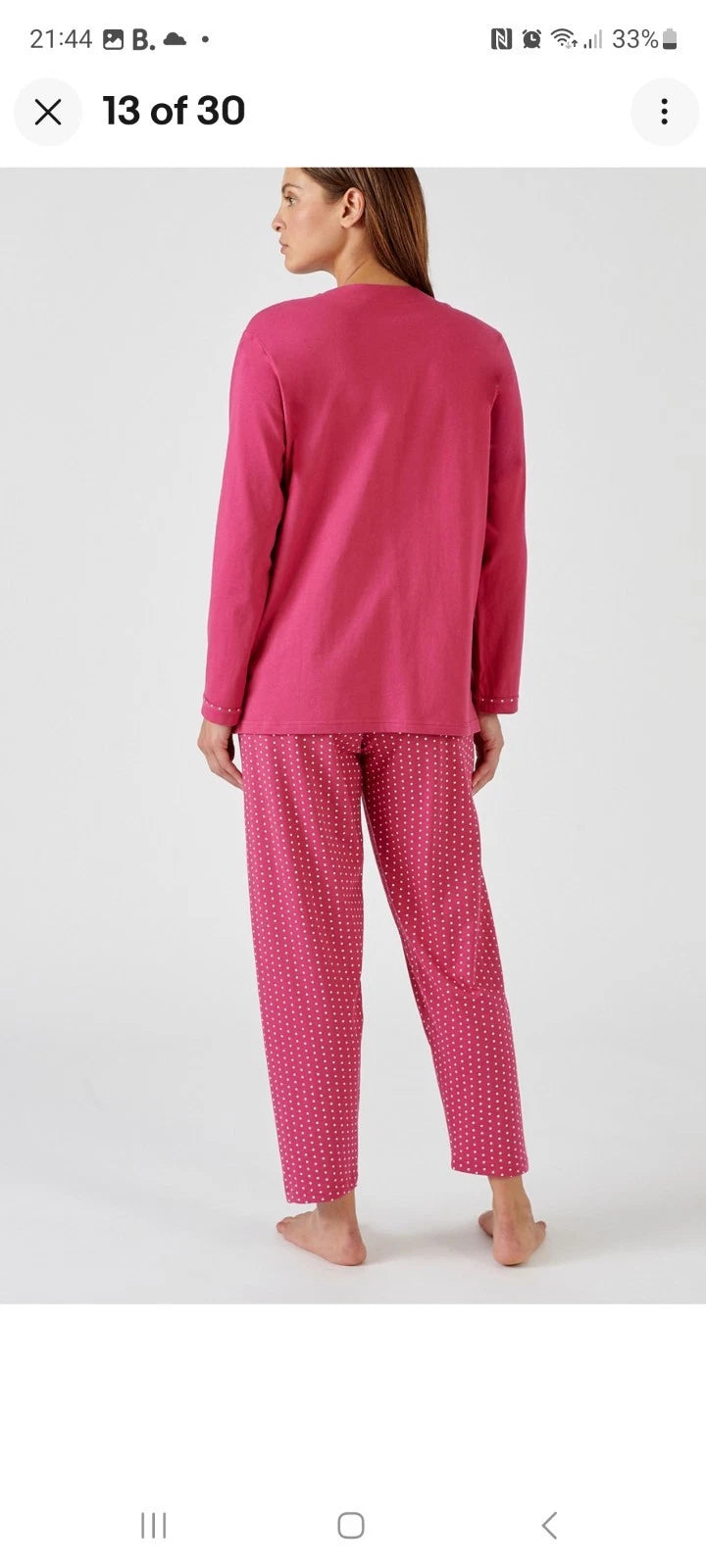 Damart X 3 pairs Pull-on Cotton Pyjamas  Women Nightwear Round Neck Long Sleeves