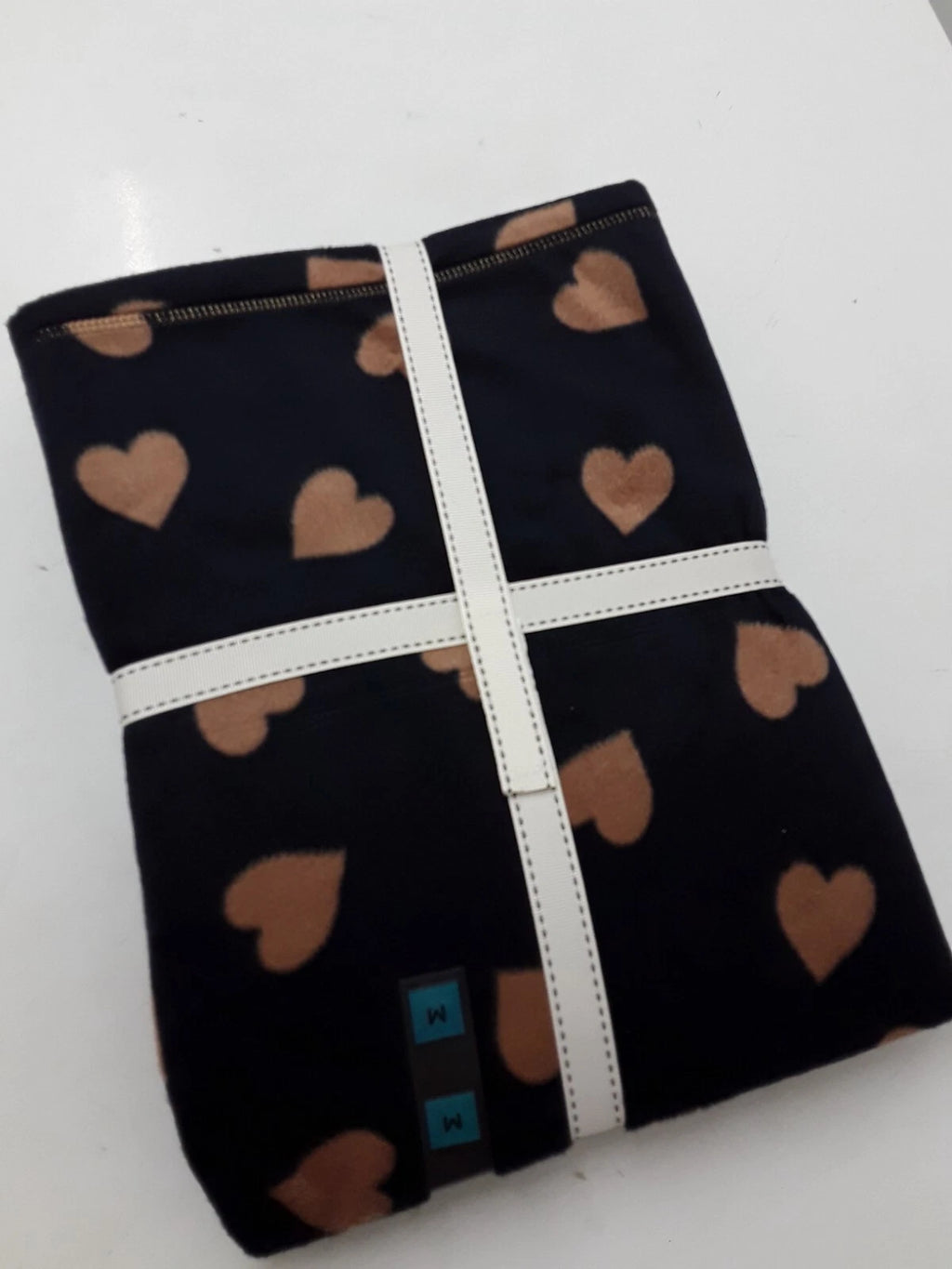 LADIES FLEECE HEART PRINT PYJAMAS SET LARGE SIZE NAVY MIX COLOUR