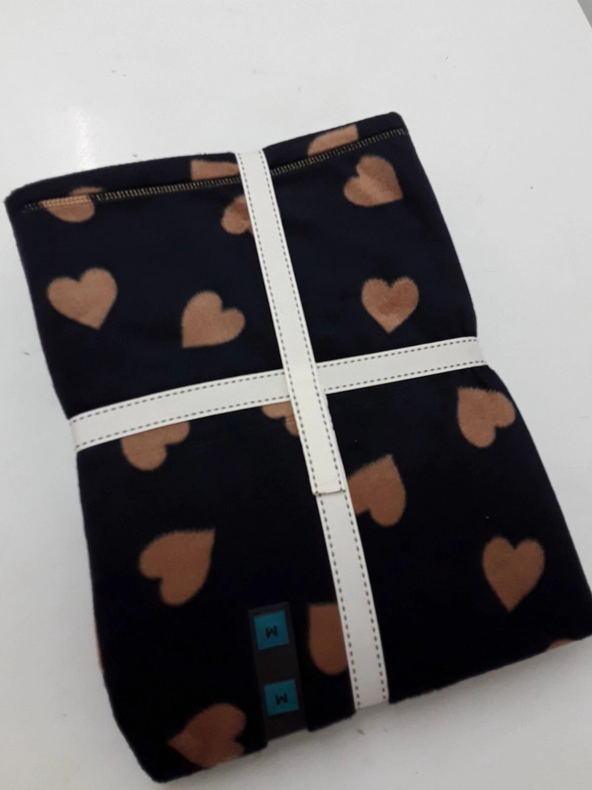 LADIES FLEECE HEART PRINT PYJAMAS SET LARGE SIZE NAVY MIX COLOUR