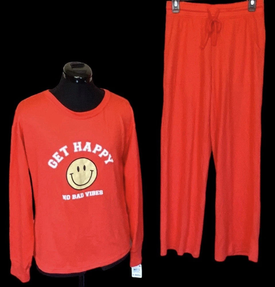 NWT JENNI Women's Super Soft Cozy Get Happy Papaya Punch Pajama Set Size L