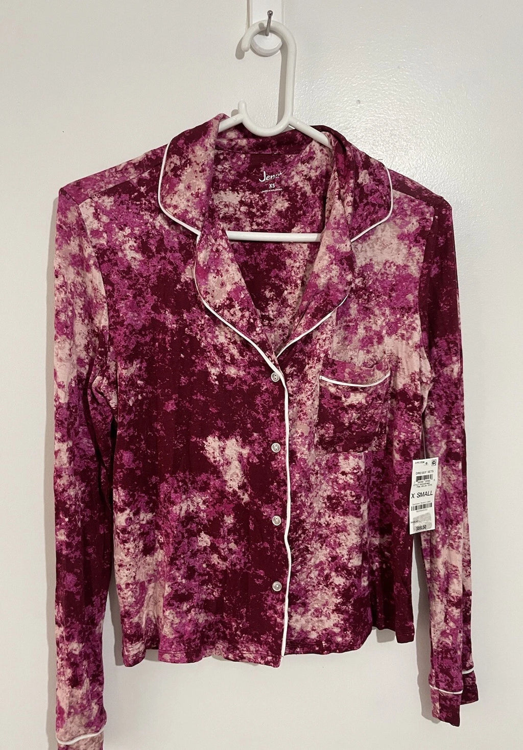 Jenni  Intimates Size XS Women’s 2 Pc. Rayon Pajamas Set Pink Splash Tie-dye NWT