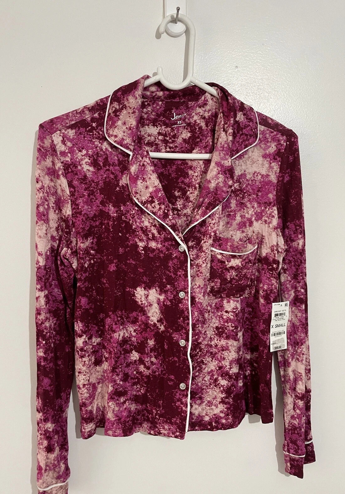 Jenni  Intimates Size XS Women’s 2 Pc. Rayon Pajamas Set Pink Splash Tie-dye NWT