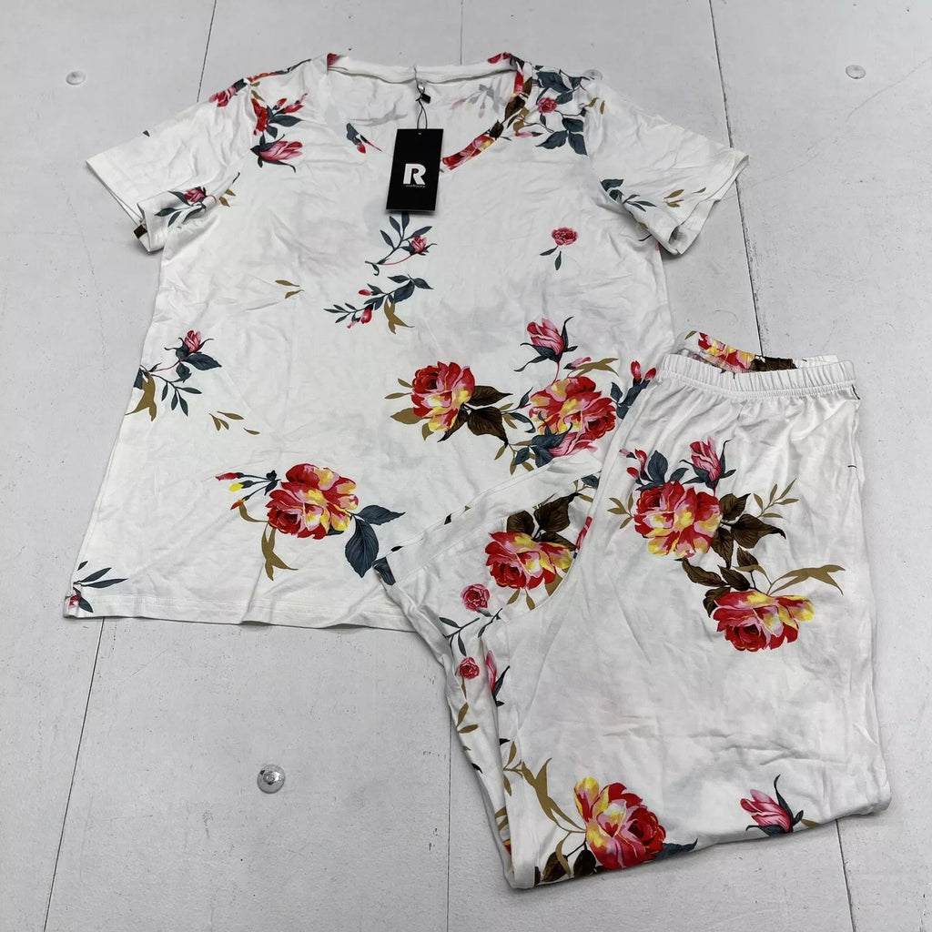 Prin Story White Floral Pajama Set Women’s Size Medium New