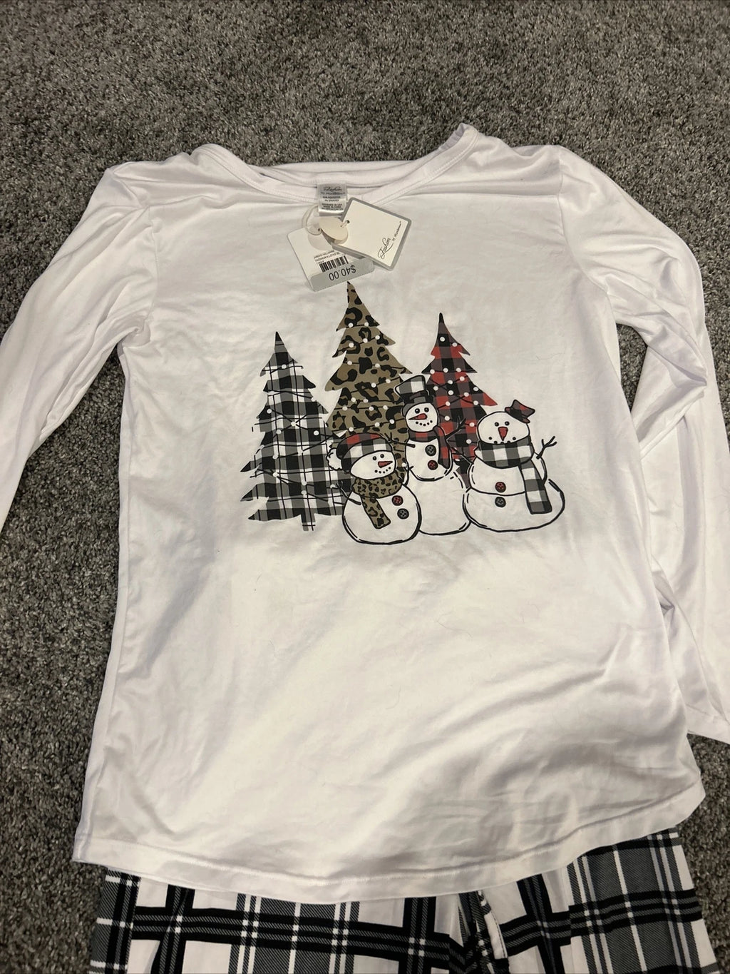 New 2 Piece Fashion By Mirabean  Pajama Set Snowman Women’s Small