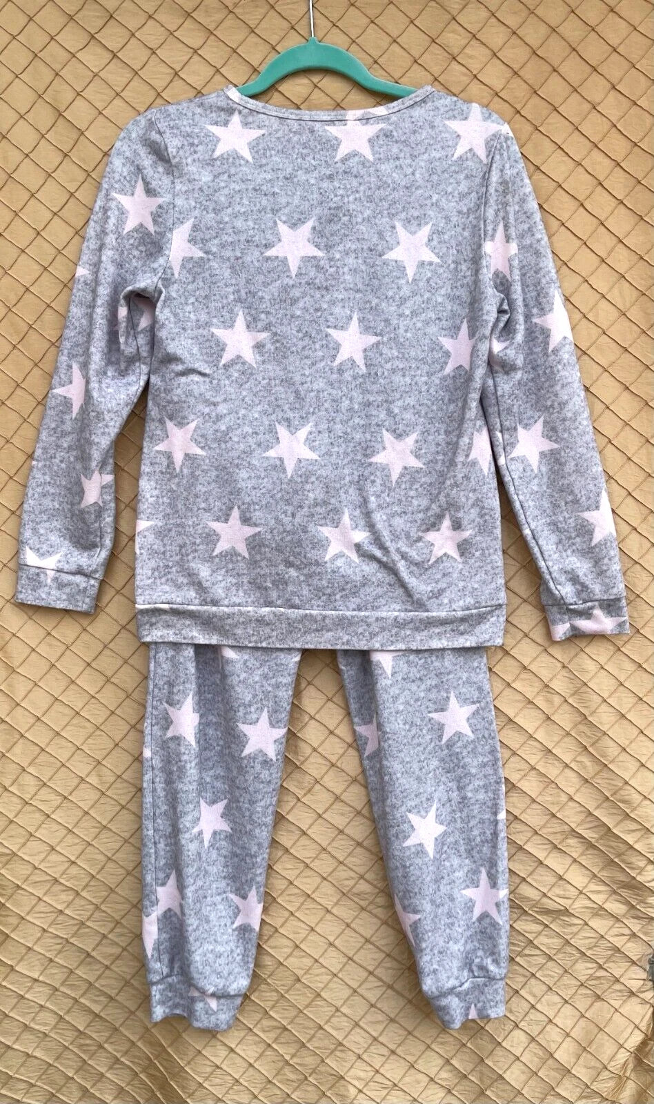 Ekouaer Women’s Gray/Pink Star Print Long Sleeve Pullover Pajama Set Size S