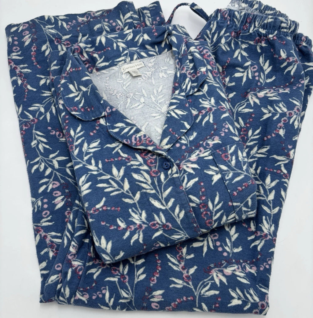 Garnet Hill RN#102816 Womens Pajamas 2 pc SIze X-Small Organic Cotton Button up
