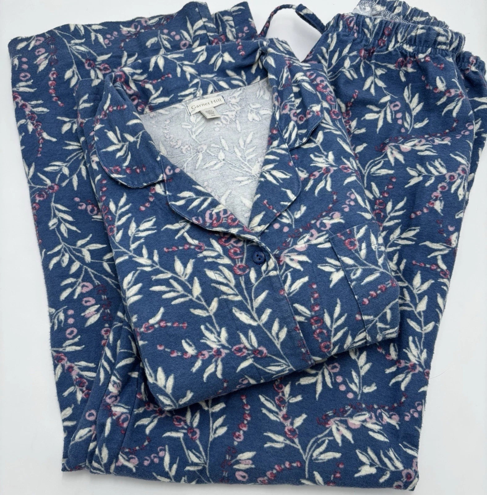 Garnet Hill RN#102816 Womens Pajamas 2 pc SIze X-Small Organic Cotton Button up