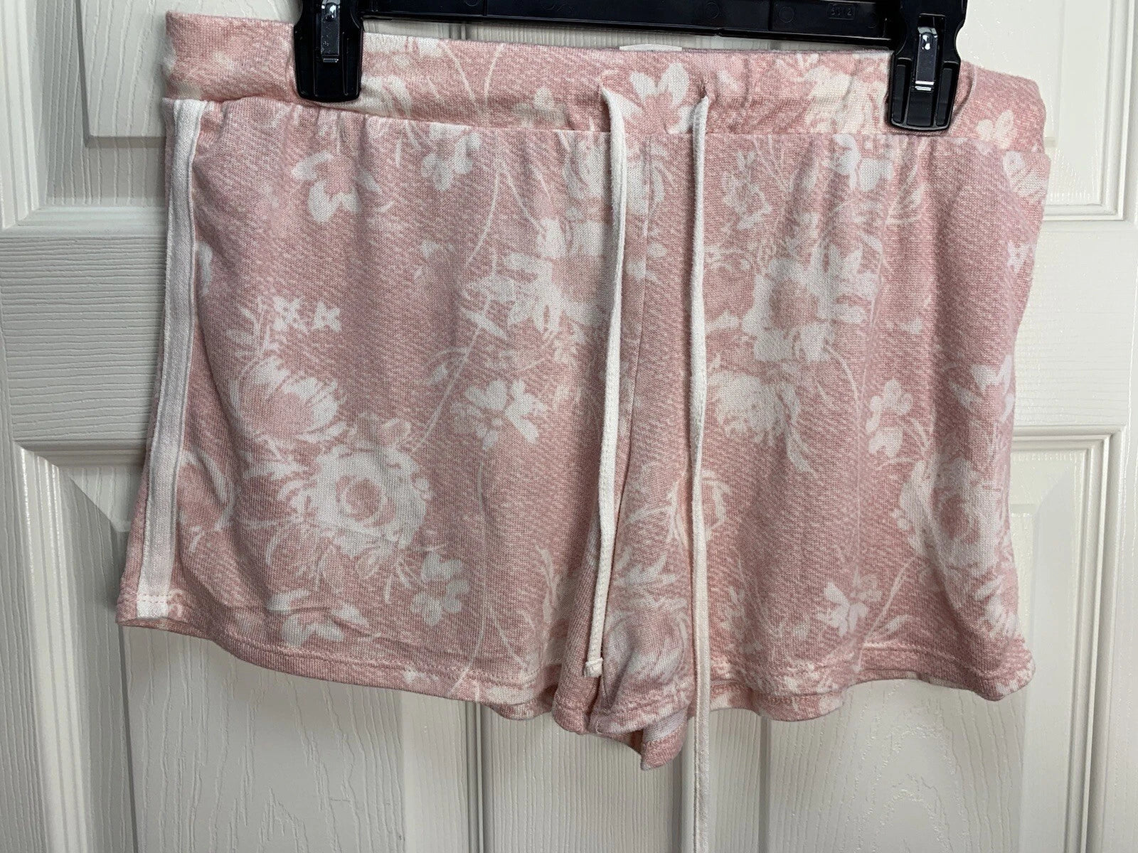 Lucky Brand M Pink Ivory Floral Print Soft Tank Top Shorts 2 Pc Pj Pajama Set