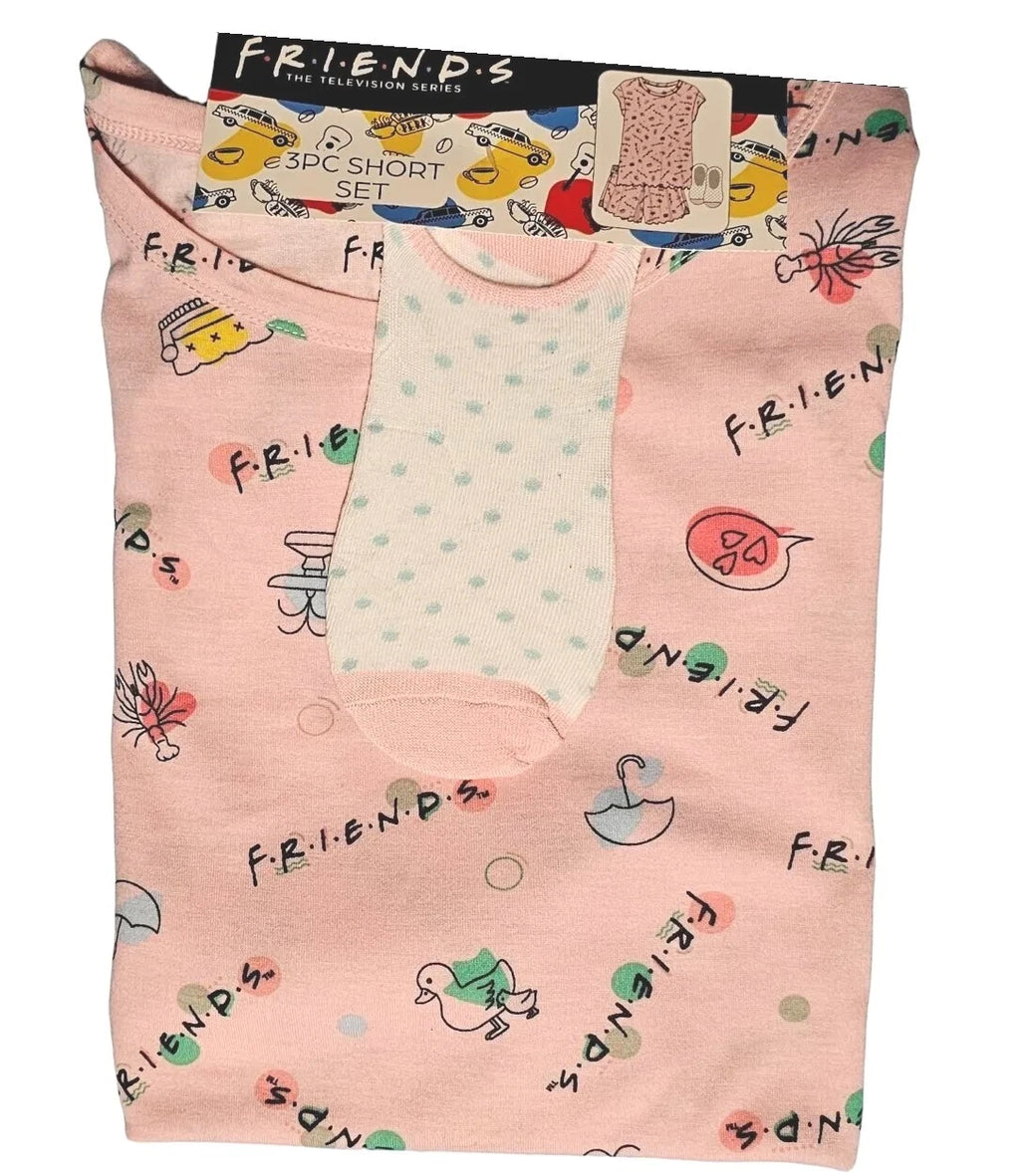 Warner Bros. Women's Friends Shirt, Shorts & Sock Pajama Set 3-Piece XL