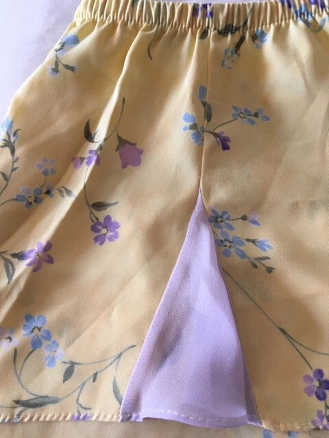 Flash By Flora Sleep Tank Shorts Pajama Set, Yellow Flower, Petite, NWOT