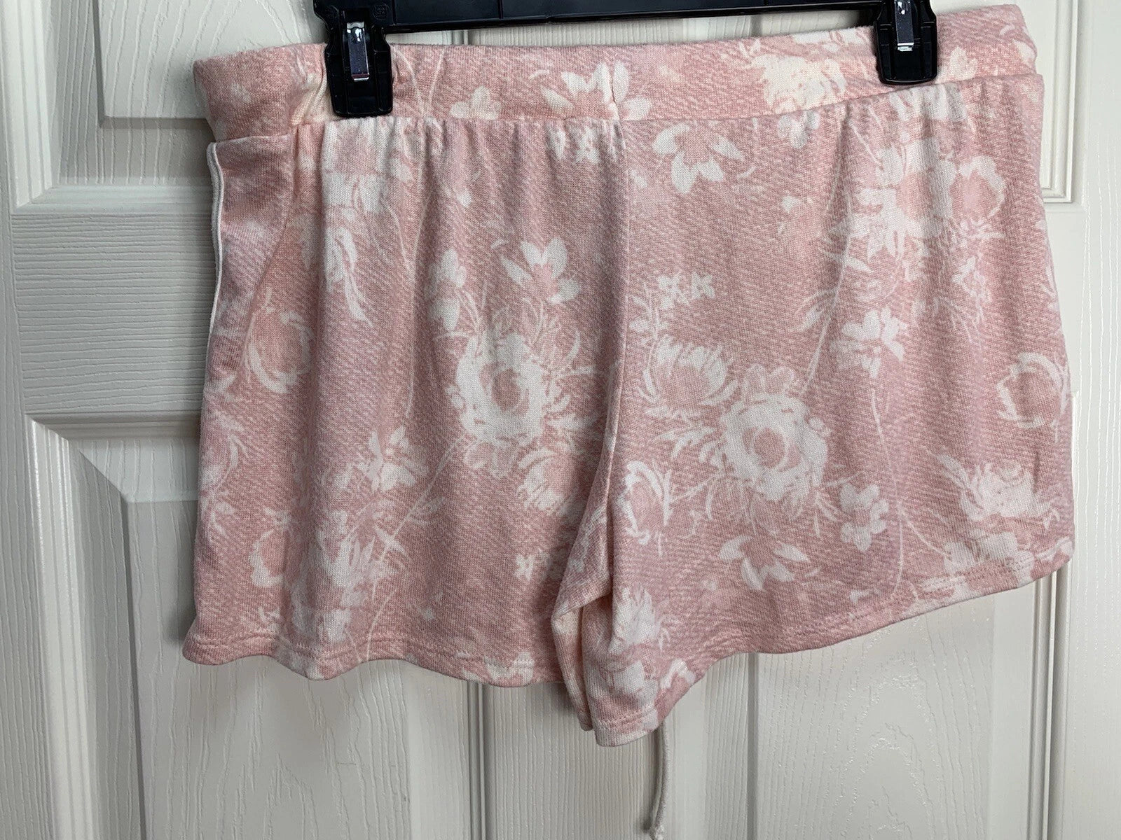 Lucky Brand M Pink Ivory Floral Print Soft Tank Top Shorts 2 Pc Pj Pajama Set