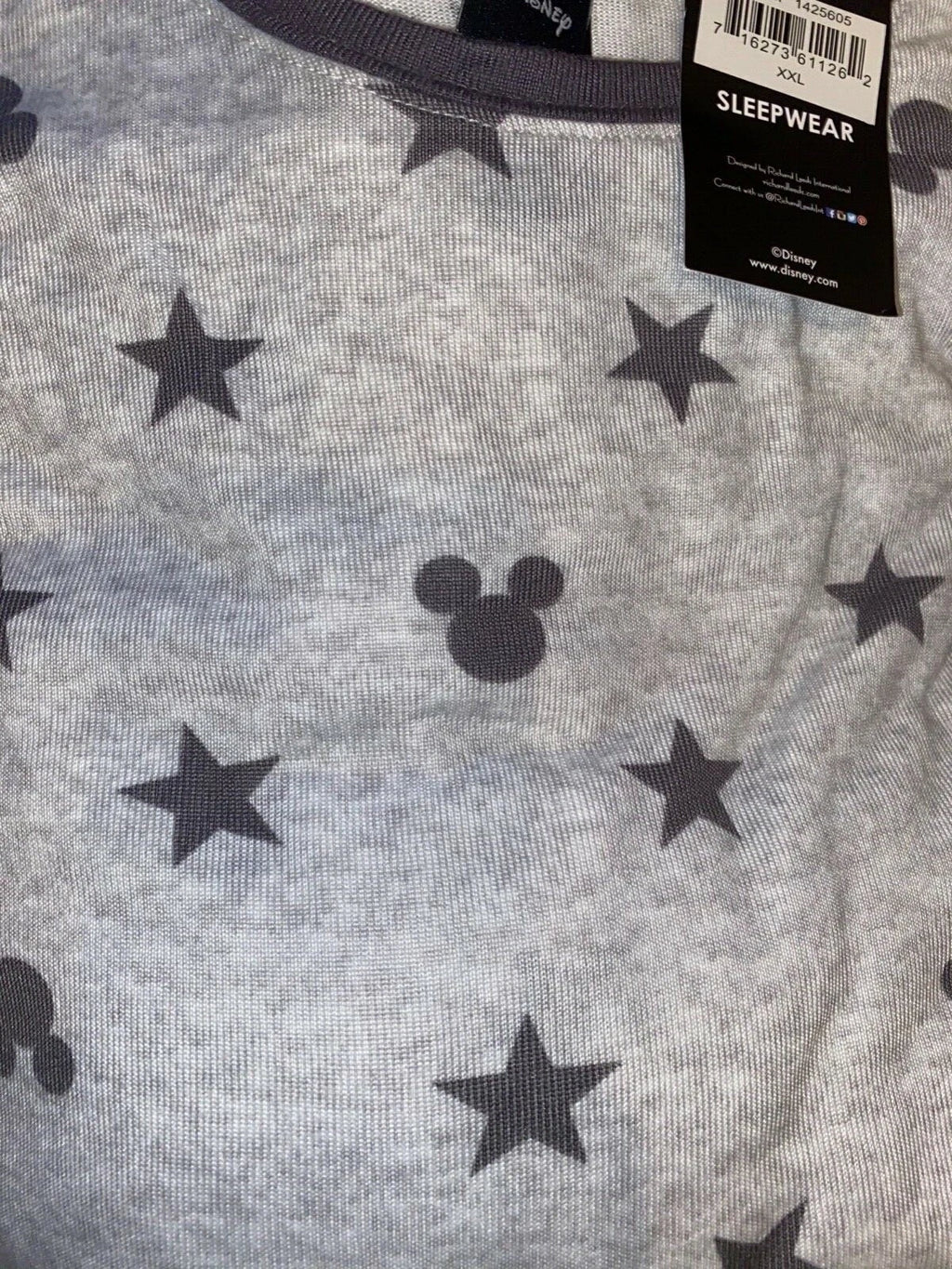 Disney Mickey Mouse Women’s 2Piece Cozy Pajama Set Very Soft LTGray SZ XXL 🎄GIF