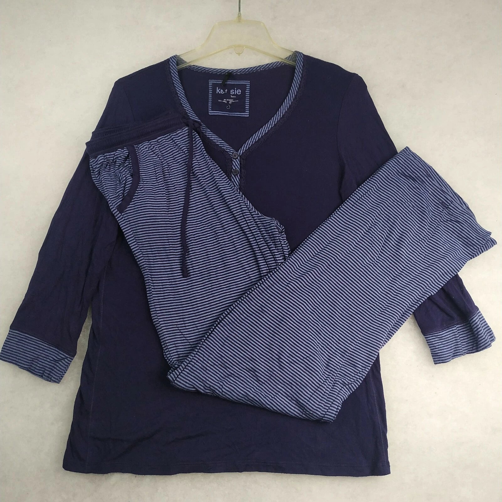 Kersie Wmns Pajamas Sz S (6/8) Long Sleeve Purple Lace Soft Pockets Lounge #122