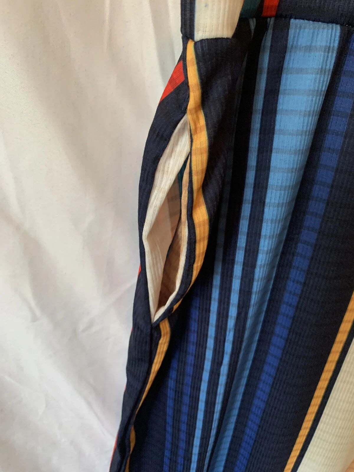 3XL Blue Multicolor Striped Summer Cool Shirt Pants Pajama Set