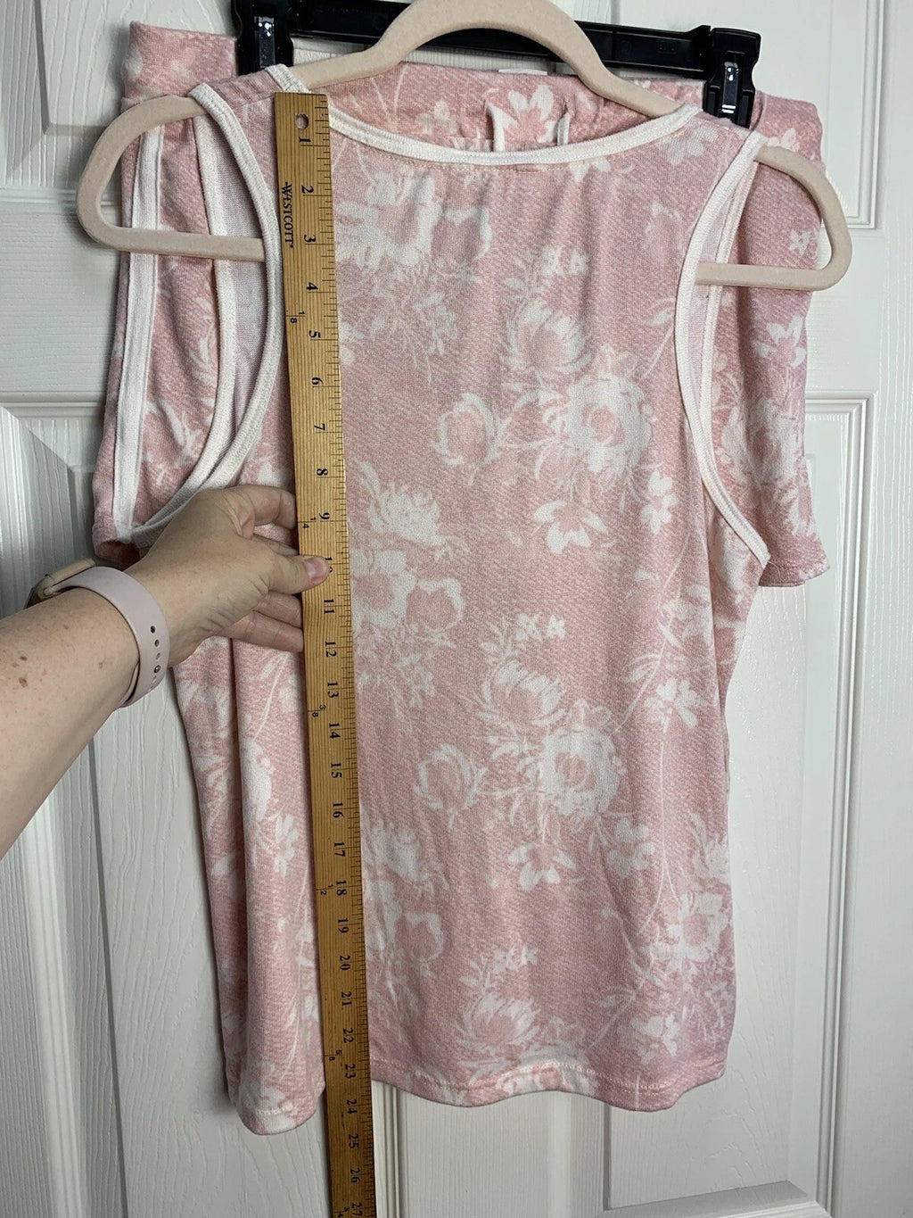 Lucky Brand M Pink Ivory Floral Print Soft Tank Top Shorts 2 Pc Pj Pajama Set