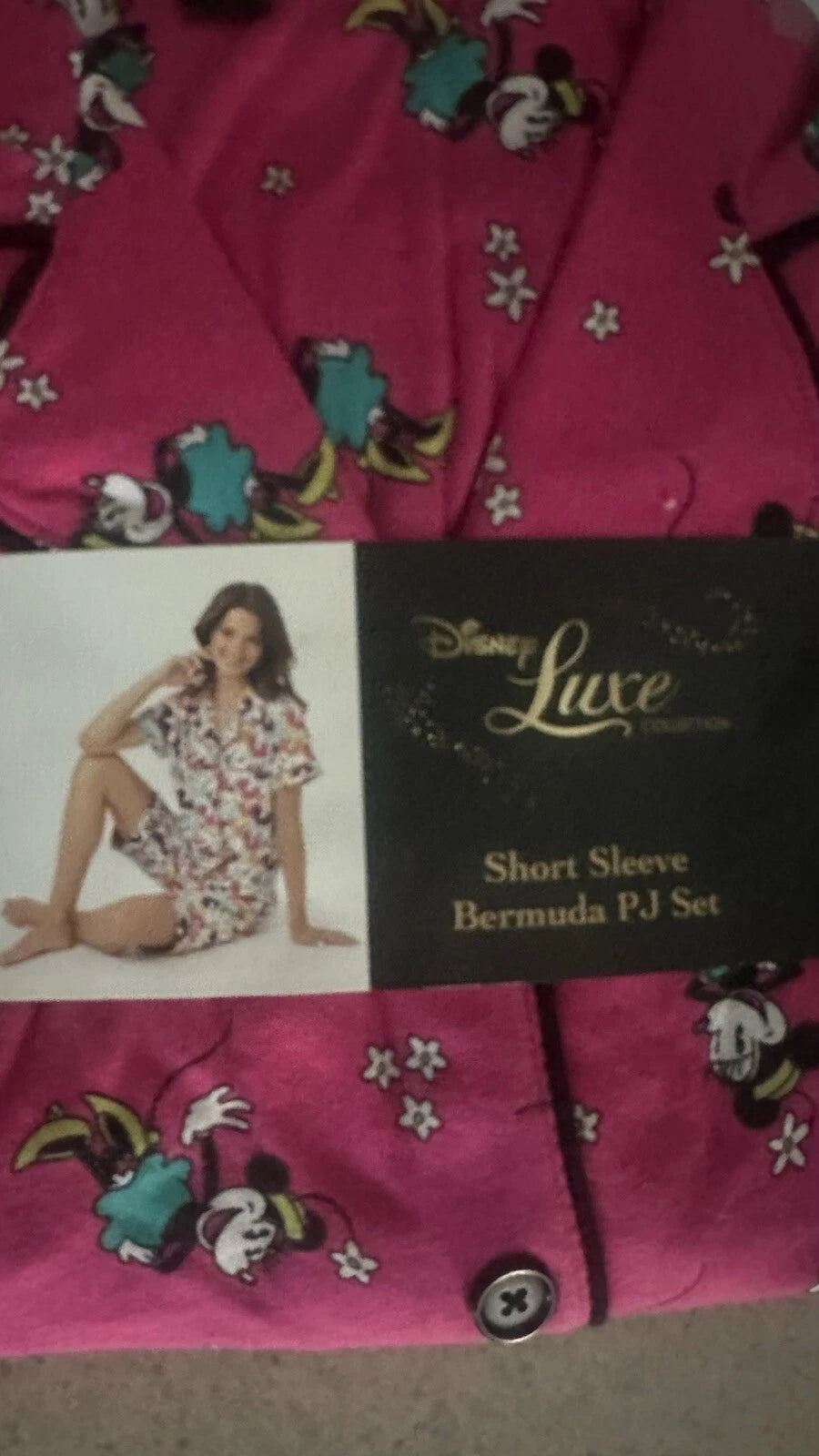 NEW WOMENS DISNEY LUXE COLLECTION PAJAMA SET SHORT SLEEVE MICKEY LARGE.