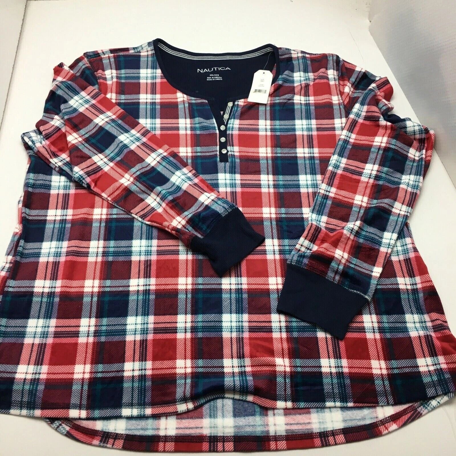 Nautica 2PC Women's Plaid Sleepwear set Color: Red/ Blue Size: XXLarge