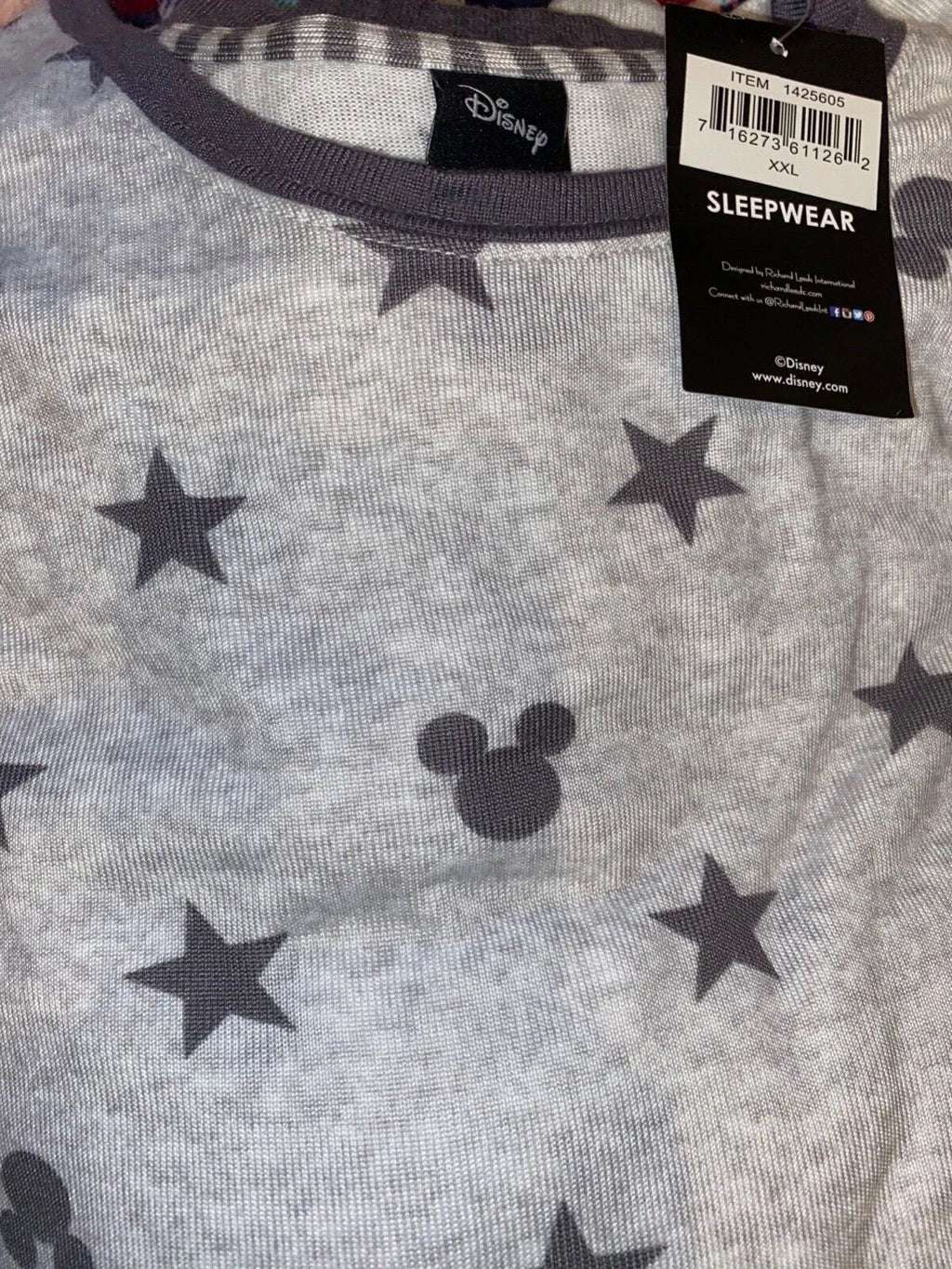 Disney Mickey Mouse Women’s 2Piece Cozy Pajama Set Very Soft LTGray SZ XXL 🎄GIF
