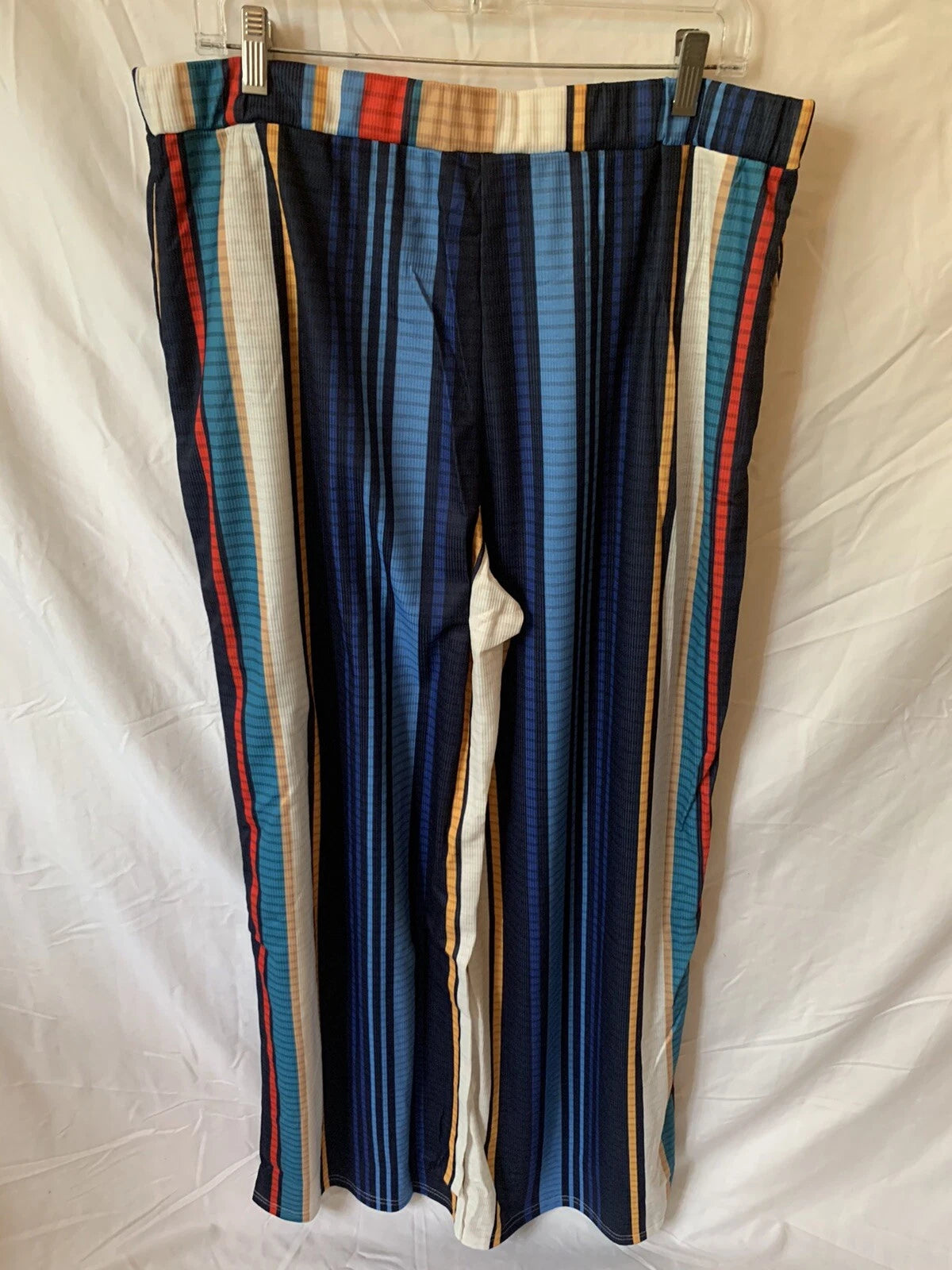 3XL Blue Multicolor Striped Summer Cool Shirt Pants Pajama Set