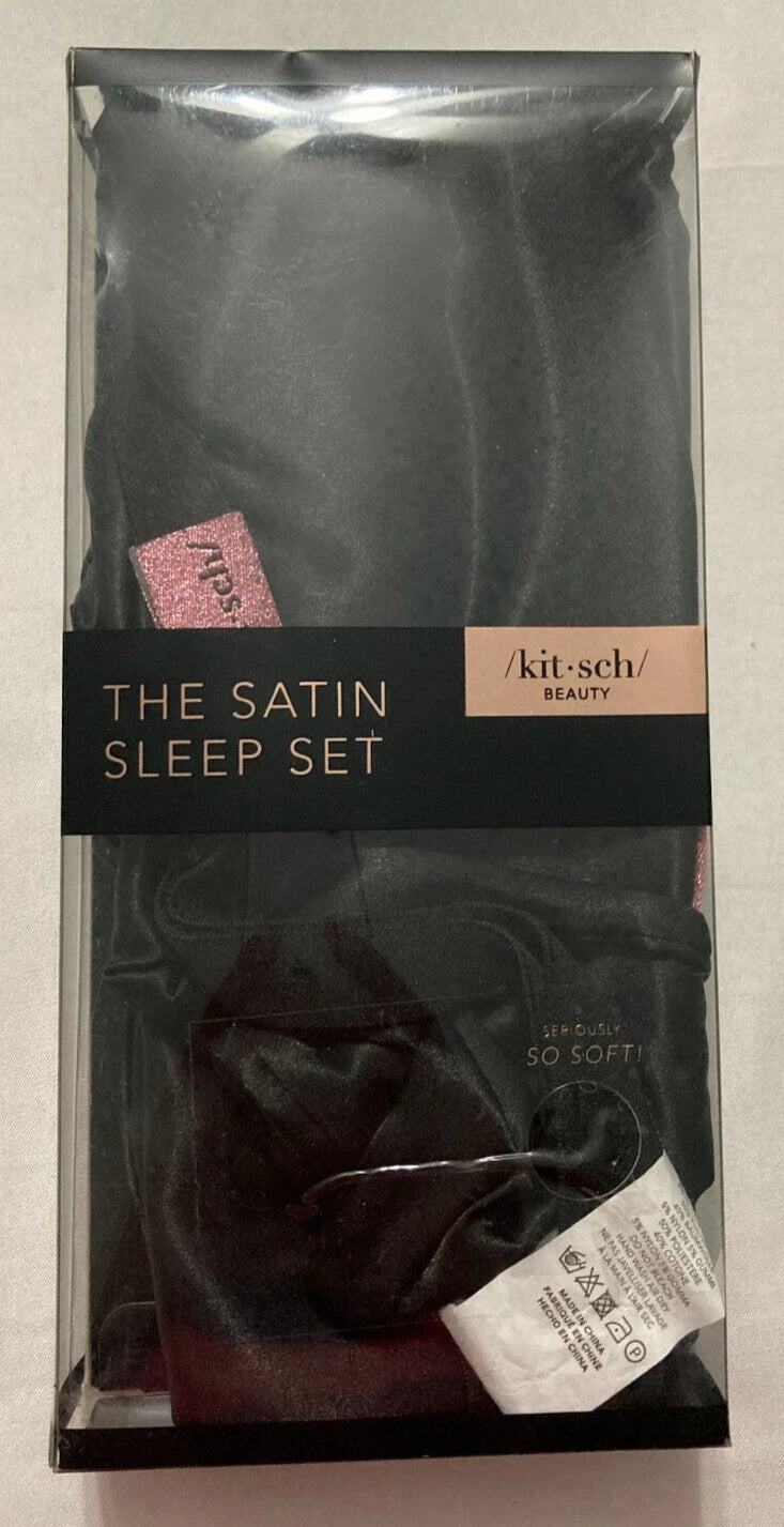 Kitsch Satin Sleep Set in Black