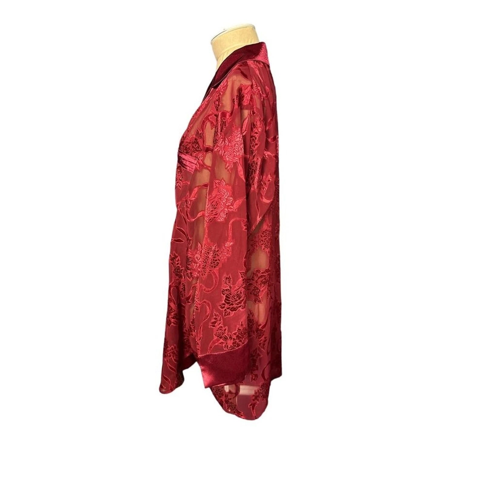 Deep Red Pajama Set Laser Burnout Size XL