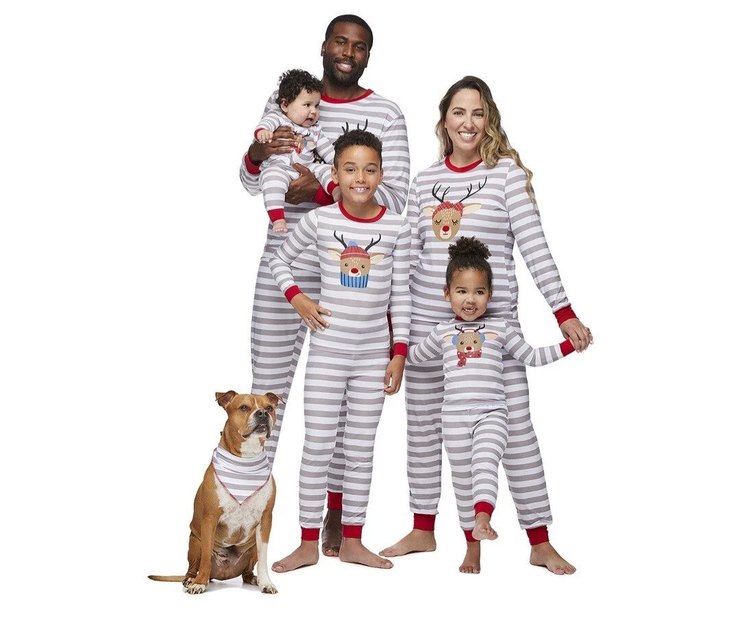 Jolly Jammies Women's Stripe Dear Matching Family Christmas Pajamas Set Size XL