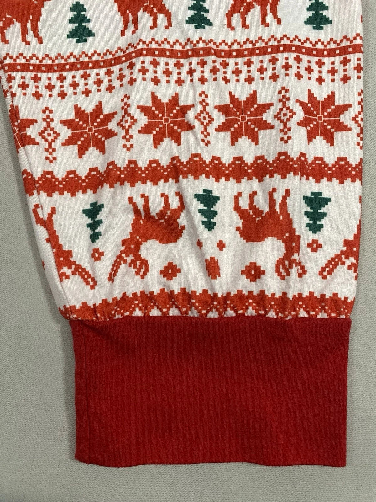 Pajama Set Women’s Large Winter Christmas Reindeer Snowflake Pine Trees Red