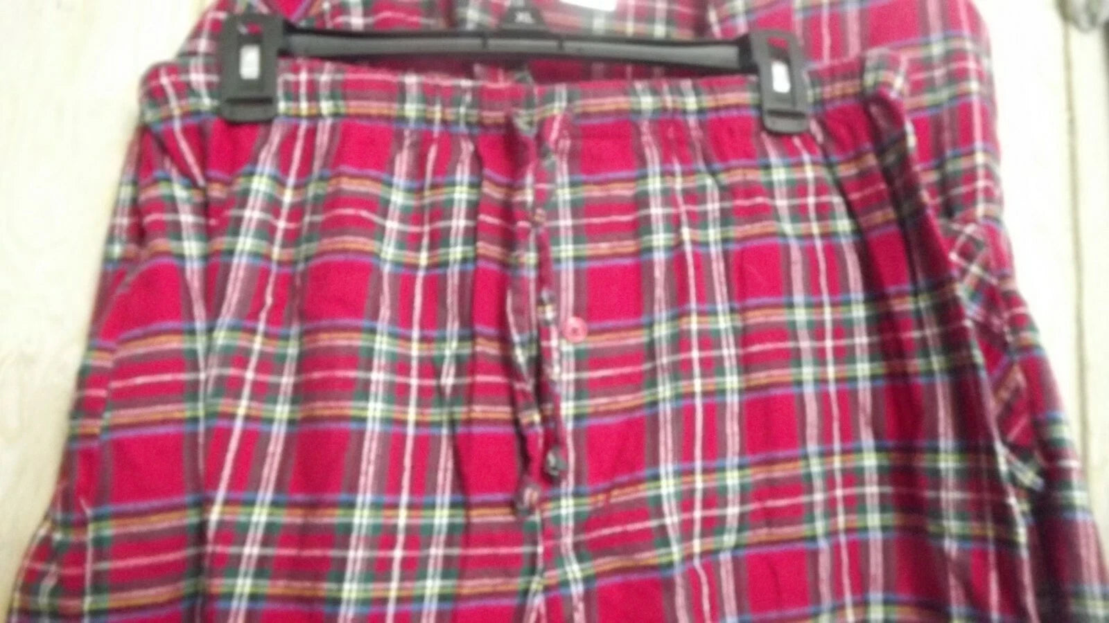Disney Pajama Set adult XL Mickey Christmas Red Plaid flannel