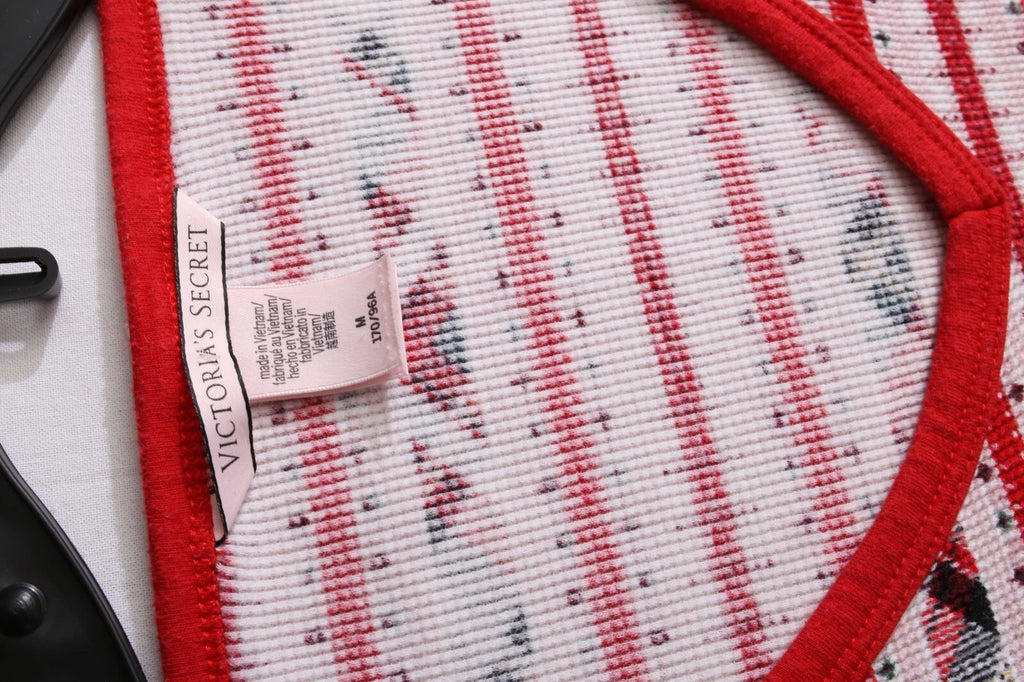 EUC SZ M Victorias Secret Fireside Thermal Pajamas Red Holiday Chirstmas