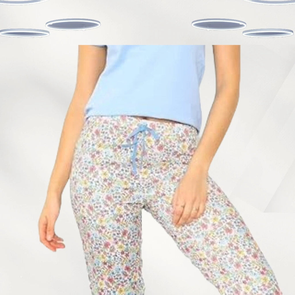 Ex M&Co Anya Madsen Women's Cotton Pyjama Set in Blue (Defect)