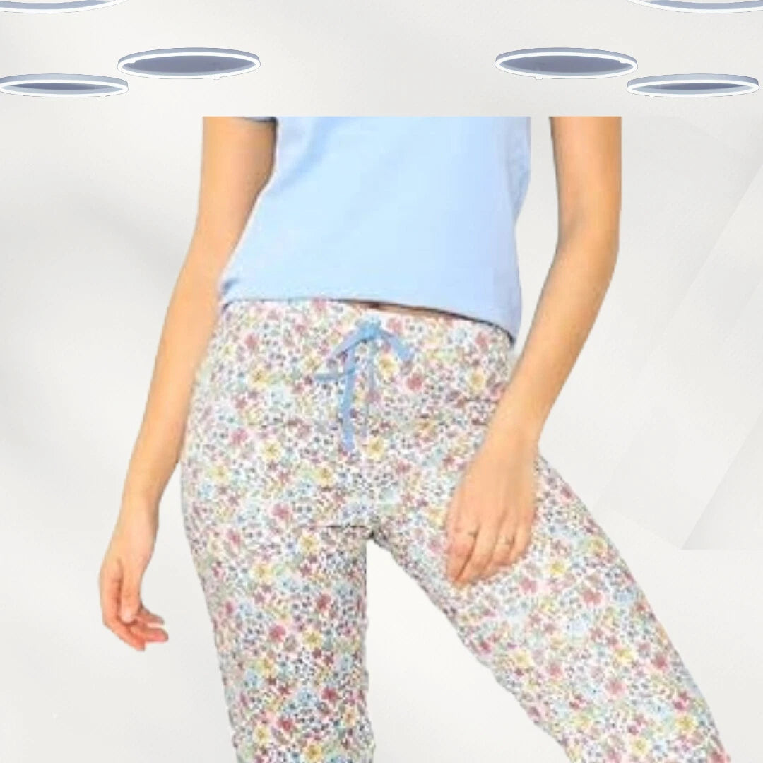 Ex M&Co Anya Madsen Women's Cotton Pyjama Set in Blue (Defect)
