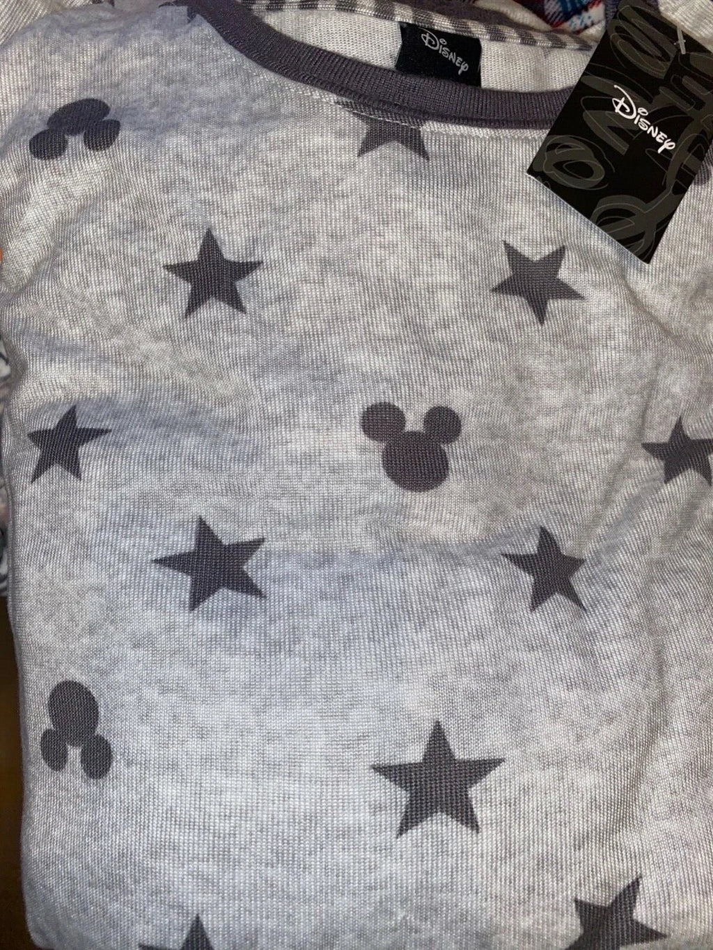 Disney Mickey Mouse Women’s 2Piece Cozy Pajama Set Very Soft LTGray SZ XXL 🎄GIF
