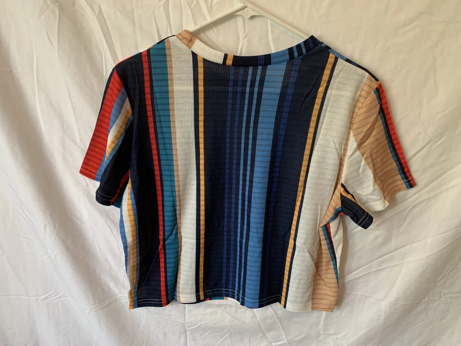 3XL Blue Multicolor Striped Summer Cool Shirt Pants Pajama Set