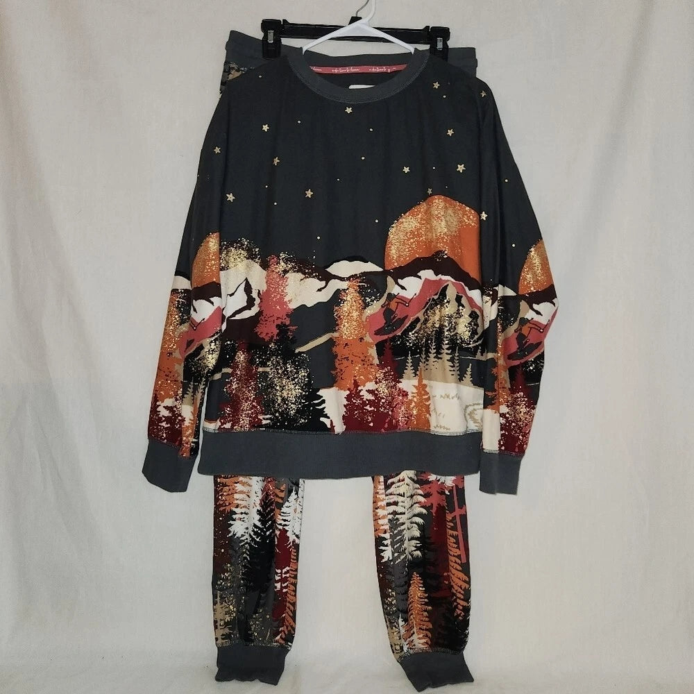 Make Time To Dream Pajama Set - Gray and Gold, Burgundy And Cream Very Soft Warm
