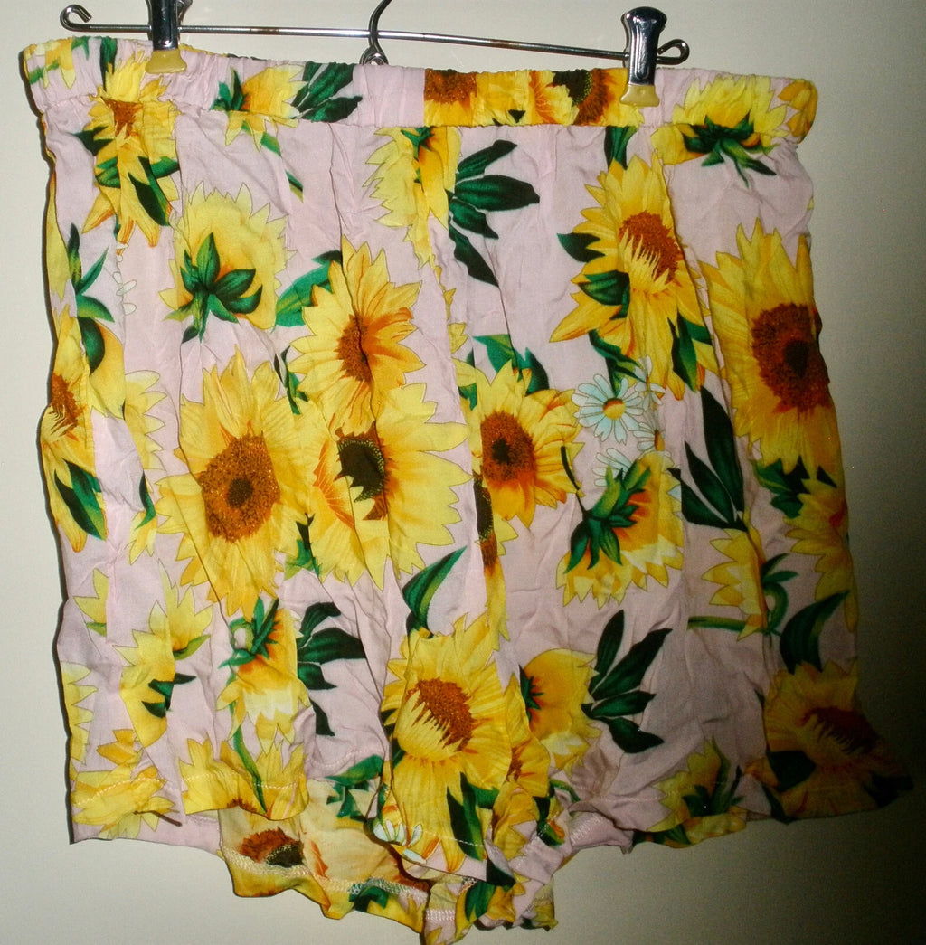 #1200 Skein 2pc PJ Sunflower Yellow Crop Top & Shorts Lounge Pajama Set 2XL Plus