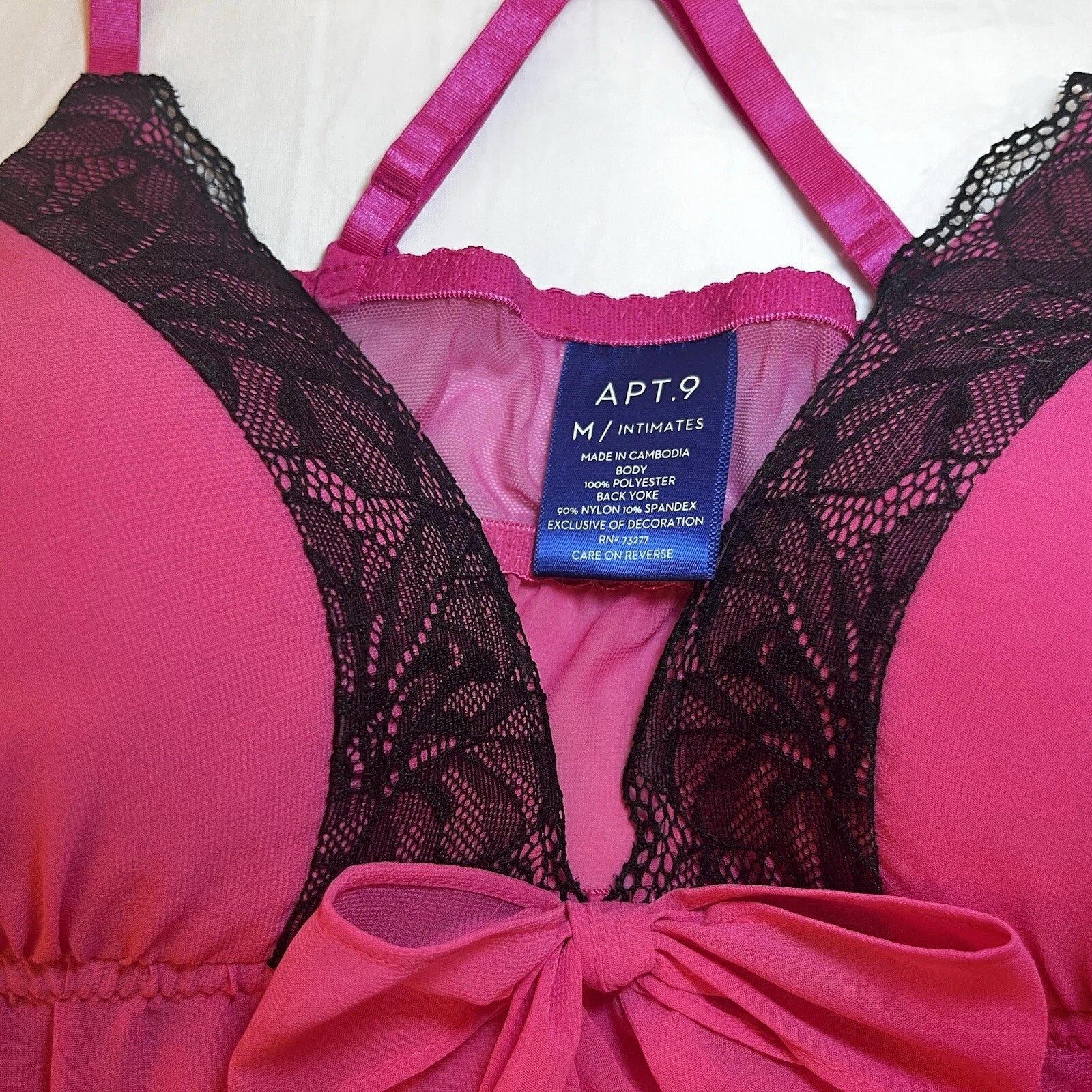 New Lingerie set APT .9 women's hot pink 2 piece set Babydoll dress & Thong M