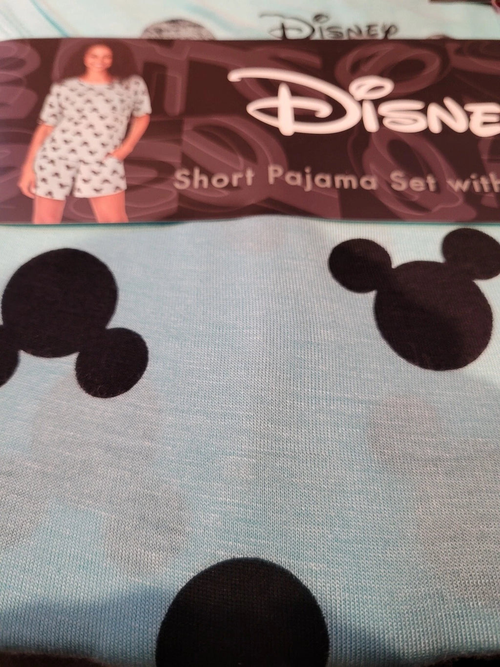 NEW DISNEY SHORT & TOP PAJAMA SET SLEEP SET WOMENS M TEAL GREEN